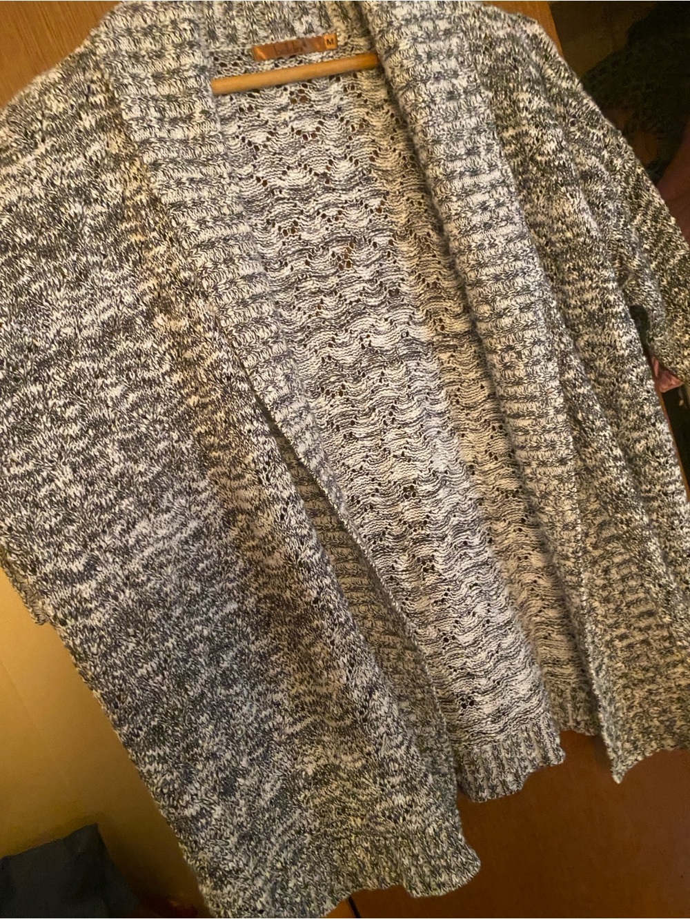 Belldini Size M Marled Knit Open Front 3/4 Sleeve Cardigan - Picture 3 of 9